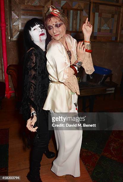 Charlotte Cutler and Catherine Baba attend 'Death Of A Geisha' hosted by Fran Cutler and Cafe KaiZen with Grey Goose on October 31, 2014 in London,...