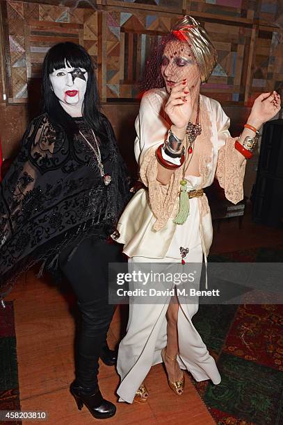 Charlotte Cutler and Catherine Baba attend 'Death Of A Geisha' hosted by Fran Cutler and Cafe KaiZen with Grey Goose on October 31, 2014 in London,...