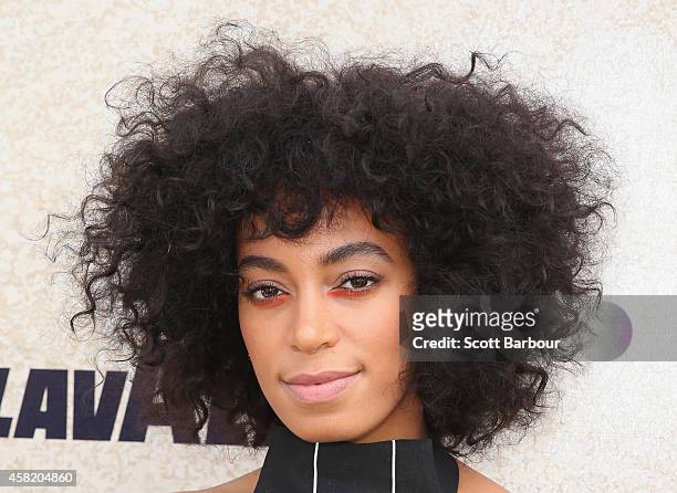 Solange Knowles arrives at the Lavazza Marquee on Derby Day at Flemington Racecourse on November 1, 2014 in Melbourne, Australia.