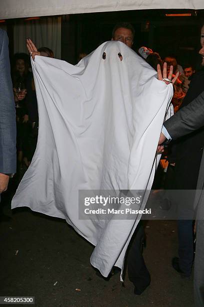 Singer Lady Gaga leaves the 'Matignon' restaurant with a Halloween costume on November 1, 2014 in Paris, France.