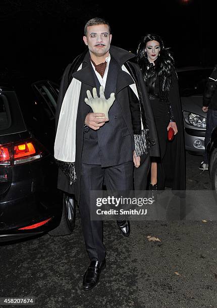 Dermot O'Leary seen leaving Jonathan Ross' Halloween annual Party October 31, 2014 in London, England.