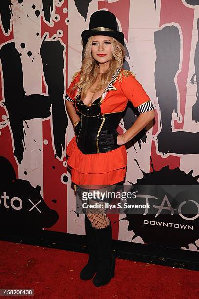 Actress Vanessa Ray attends Moto X presents Heidi Klum's 15th Annual Halloween Party sponsored by SVEDKA Vodka at TAO Downtown on October 31, 2014 in...
