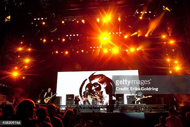 Zach Blair, Joe Principe, Brandon Barnes and Tim McIlrath of Rise Against perform during Voodoo Fest at New Orleans City Park on October 31, 2014 in...