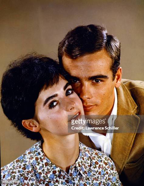 Portrait of American actors Millie Perkins and Dean Stockwell as they pose in the studio, Los Angeles, California, 1959.