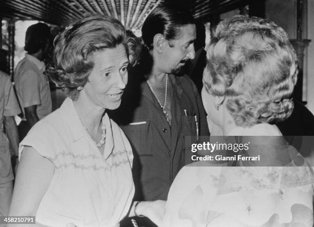 The Belgian Queen Fabiola with her brother Jaime de Mora y Aragón Marbella, Malaga, Spain. .