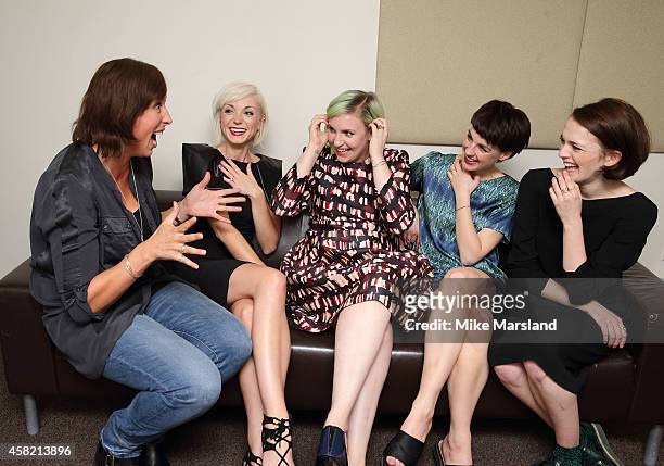 Lena Dunham with former BBC Call the Midwife star Jessica Raine and current Call the Midwife cast members Miranda Hart, Helen George and Charlotte...
