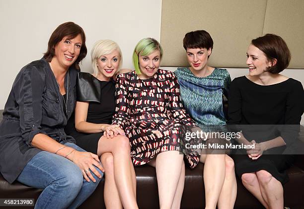 Lena Dunham with former BBC Call the Midwife star Jessica Raine and current Call the Midwife cast members Miranda Hart, Helen George and Charlotte...