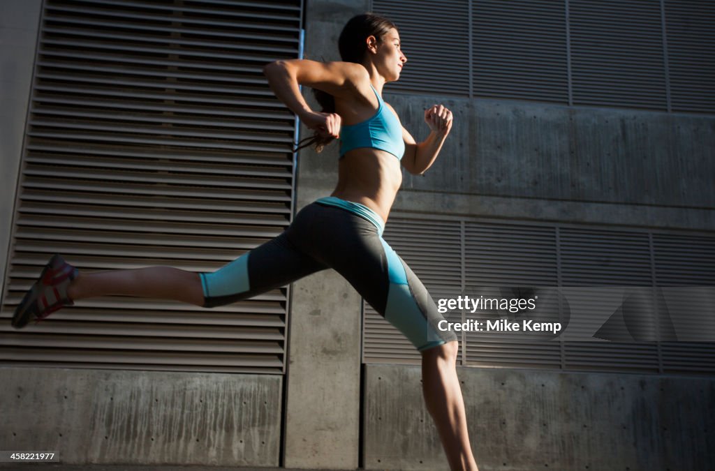 Caucasian woman running