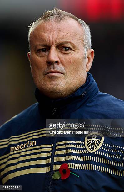 Leeds manager Neil Redfearn looks on ahead of the Sky Bet Championship match between Cardiff City and Leeds United at Cardiff City Stadium on...