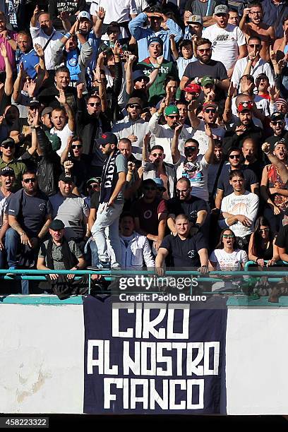 Napoli fans show the banner with the written " Ciro al nostro fianco" during the Serie A match between SSC Napoli and AS Roma at Stadio San Paolo on...