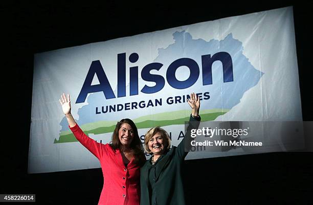 Democratic Senate candidate and Kentucky Secretary of State Alison Lundergan Grimes campaigns with former U.S. Secretrary of State Hillary Clinton...