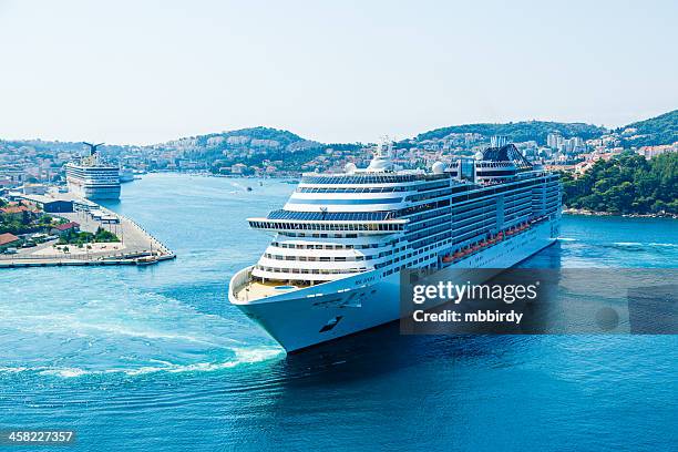 msc divina cruise ship in dubrovnik - mediterranean sea stock pictures, royalty-free photos & images