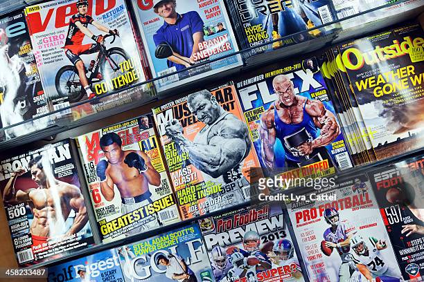 stack of magazines - manhattan magazine stock pictures, royalty-free photos & images