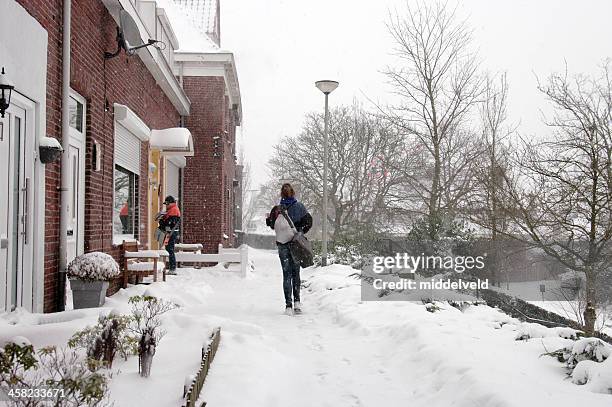 winter scene in holland - sneeuw nederland stockfoto's en -beelden