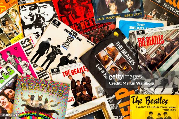 the beatles single covers - rock vintage stock pictures, royalty-free photos & images