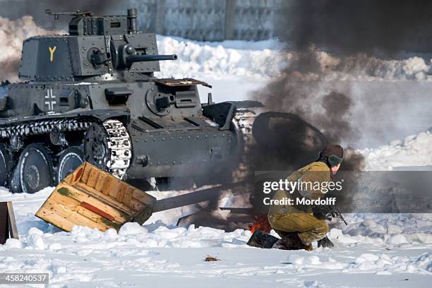 fascist tank. world war ii battle reconstruction - russia army stock pictures, royalty-free photos & images