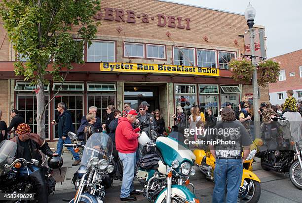 breakfast at oyster run 9-23-12 - bike rally stock pictures, royalty-free photos & images