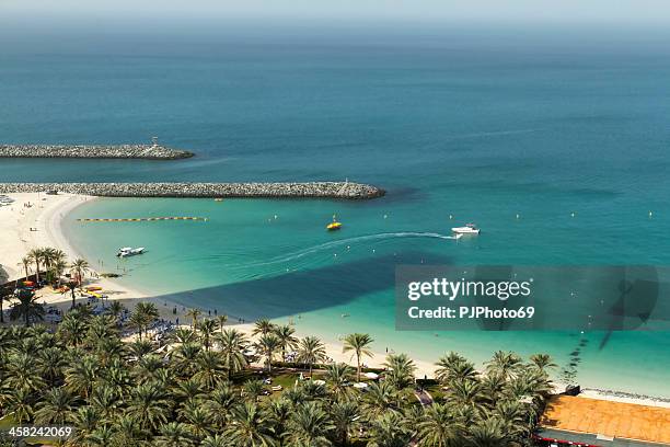 dubai - panoramic view of jumeirah beach - jumeirah beach stock pictures, royalty-free photos & images