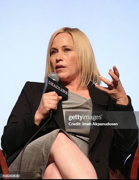 Actress Patricia Arquette speaks onstage during Deadline's The Contenders at DGA Theater on November 1, 2014 in Los Angeles, California.