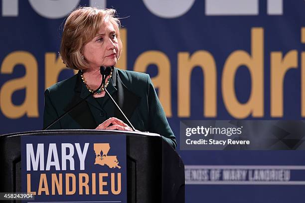 Former U.S. Secretary of State Hillary Clinton campaigns for U.S. Sen. Mary Landrieu during the "Women with Mary Geaux Vote" event at the Sugar Mill...