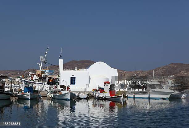 naoussa harbor on paros island, greece - lieu de culte 個照片及圖片檔