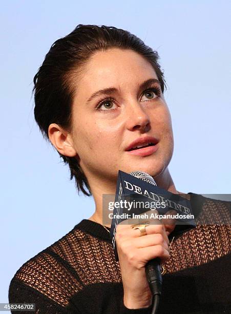 Actress Shailene Woodley speaks onstage during Deadline's The Contenders at DGA Theater on November 1, 2014 in Los Angeles, California.
