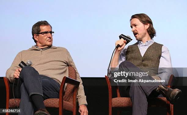 Producer Peter Chernin and director Matt Reeves speak onstage during Deadline's The Contenders at DGA Theater on November 1, 2014 in Los Angeles,...