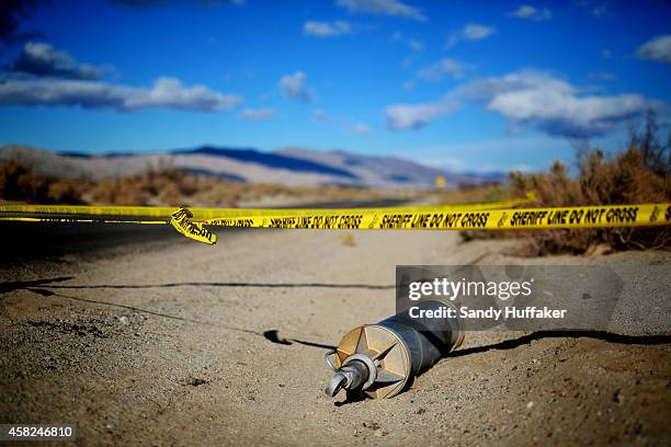 Debris from SpaceShipTwo lies in a desert field on November 1 in Mojave, California. The Virgin Galactic SpaceShipTwo crashed on October 31, 2014...