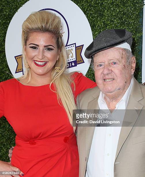 Personality Josie Goldberg and actor Dick Van Patten attend the 2014 Breeders' Cup World Championships at Santa Anita Park on November 1, 2014 in...