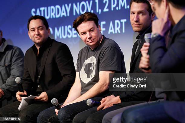 Scott Feinberg, Mike Myers, and Gabe Polsky speak on stage at the 'Documentary Roundtable Discussion' during the 17th Annual Savannah Film Festival...