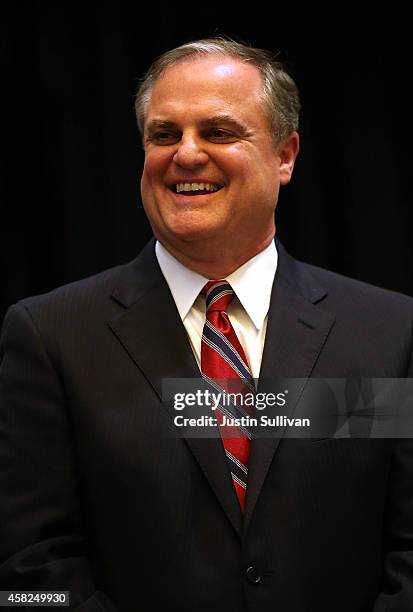 Sen. Mark Pryor looks on during the Arkansas Military Veteran's Hall of Fame induction ceremony on November 1, 2014 in Little Rock, Arkansas. WIth...