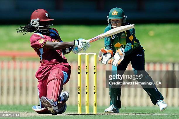 Stafanie Taylor of West Indies bats during the women's International Twenty20 match between Australia and the West Indies at North Sydney Oval on...