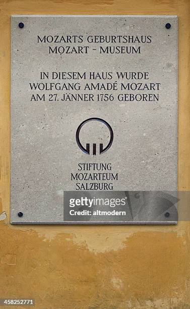 mozart's birthplace - gedenkstein stock pictures, royalty-free photos & images