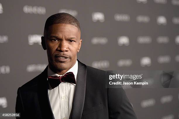 Actor Jamie Foxx attends the 2014 LACMA Art + Film Gala honoring Barbara Kruger and Quentin Tarantino presented by Gucci at LACMA on November 1, 2014...