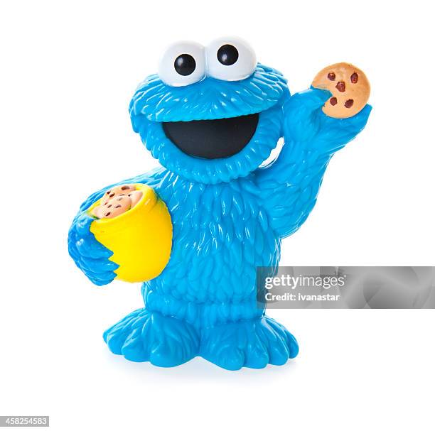 cookie monster plastic toy - sesame street - cookie monster stockfoto's en -beelden