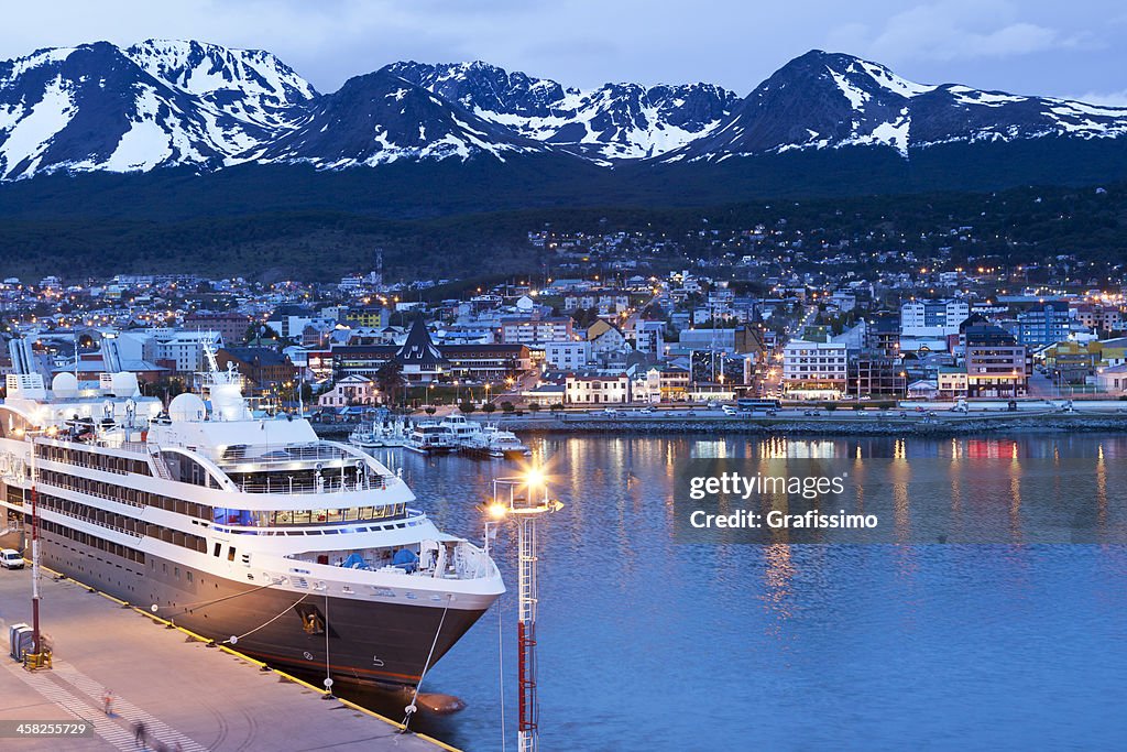 Argentina Ushuaia bay at Beagle Channel by night