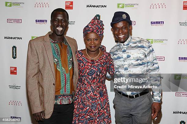 Okello Sam, Angelique Kidjo and Sahr Ngaujah attend 2014 Hope North Benefit Gala at City Winery on November 1, 2014 in New York City.