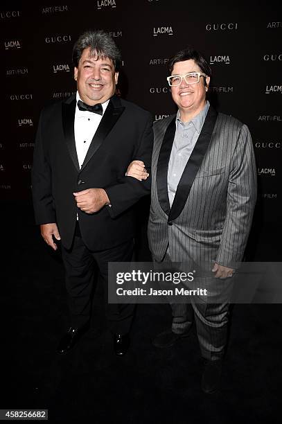 Paul Schimmel and Cathy Opie attend the 2014 LACMA Art + Film Gala honoring Barbara Kruger and Quentin Tarantino presented by Gucci at LACMA on...