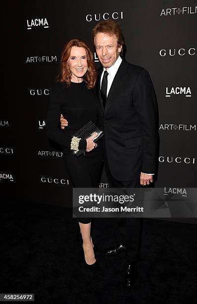 Linda Bruckheimer and producer Jerry Bruckheimer attend the 2014 LACMA Art + Film Gala honoring Barbara Kruger and Quentin Tarantino presented by...