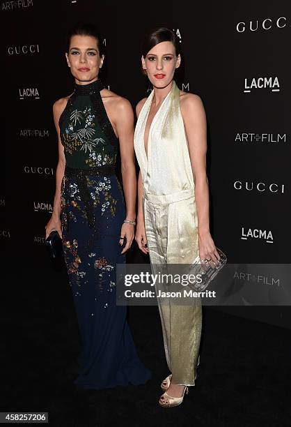 Charlotte Casiraghi, wearing Gucci, and Juliette Maillot attend the 2014 LACMA Art + Film Gala honoring Barbara Kruger and Quentin Tarantino...