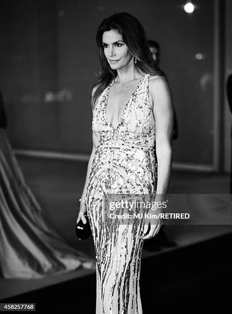 Model Cindy Crawford is photographed at the 2014 LACMA Art + Film Gala Honoring Barbara Kruger And Quentin Tarantino Presented By Gucci on November...