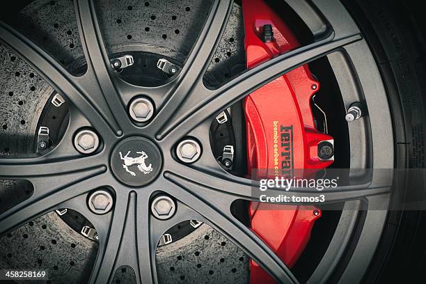 ferrari wheel - silver porsche stock pictures, royalty-free photos & images