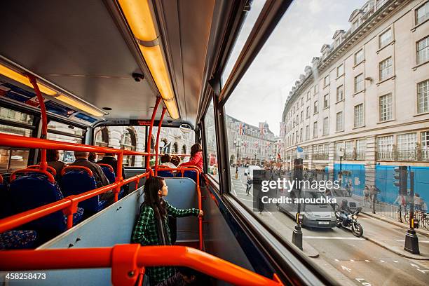 london bus from inside - double decker bus stock pictures, royalty-free photos & images
