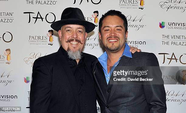 Recording artist George Pajon Jr. Of The Black-Eyed Peas and singer Andy Vargas arrive at the Padres Contra El Cancer's 14th annual "El Sueno de...