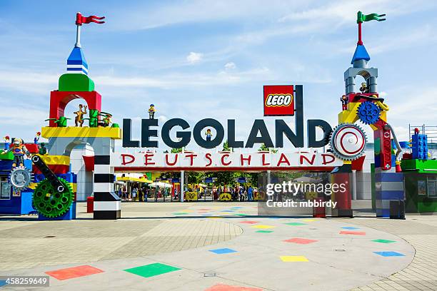 legoland deutschland entrance sign - legoland stock pictures, royalty-free photos & images