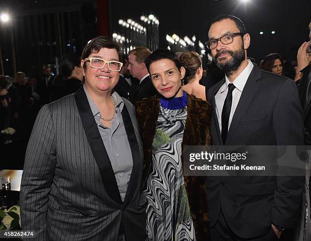 Artists Cathy Opie, Ana Prvacki and Sam Durant attend the 2014 LACMA Art + Film Gala honoring Barbara Kruger and Quentin Tarantino presented by Gucci...