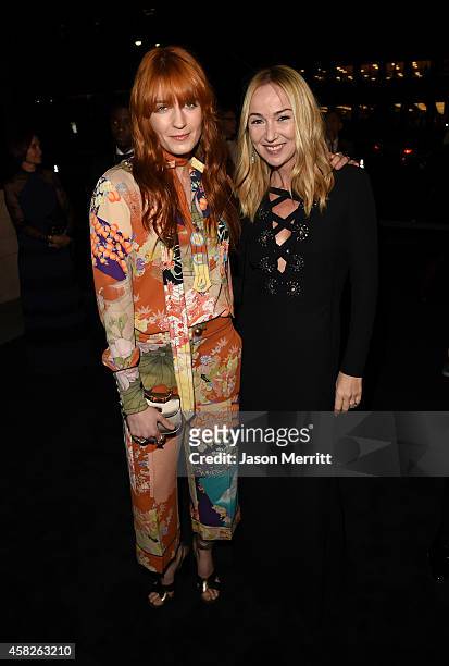 Singer Florence Welch, wearing Gucci, of Florence and the Machine and Gucci Creative Director Frida Giannini, wearing Gucci attend the 2014 LACMA Art...