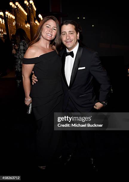 The Weinstein Company COO David Glasser and guest attend the 2014 LACMA Art + Film Gala honoring Barbara Kruger and Quentin Tarantino presented by...