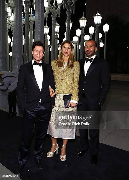 James Lindon, guest and Abdullah Al-Turki attend the 2014 LACMA Art + Film Gala honoring Barbara Kruger and Quentin Tarantino presented by Gucci at...