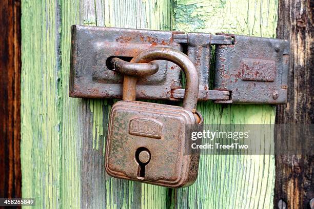 old padlock of the german manufacturer abus - door lock stock pictures, royalty-free photos & images